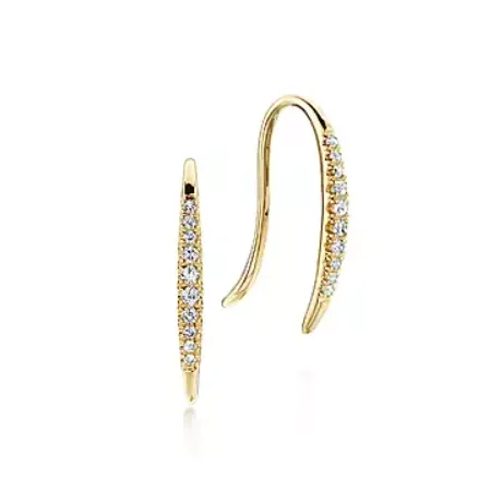 Earrings Gabriel Co 14K Yellow Gold Tapered Diamond Pull Through Earrings