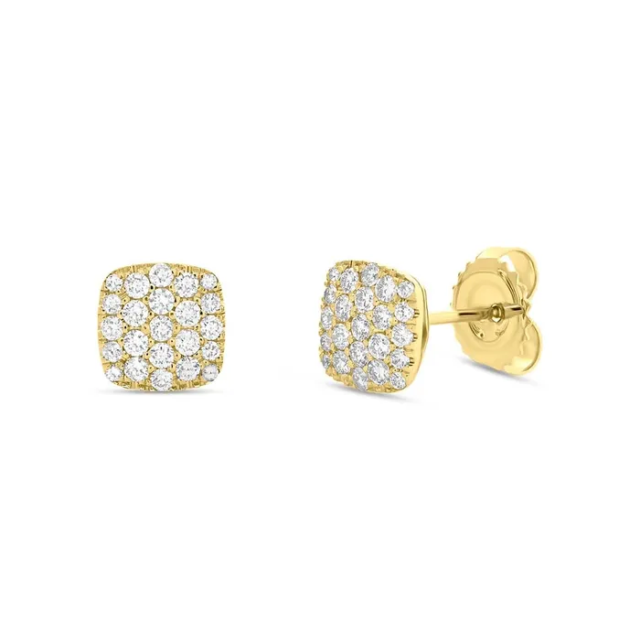 Earrings Meierotto Jewelers 14K Yellow Gold Square Pave Diamond Stud Earrings Earrings Meierotto Jewelers 14K Yellow Gold Square Pave Diamond Stud Earrings