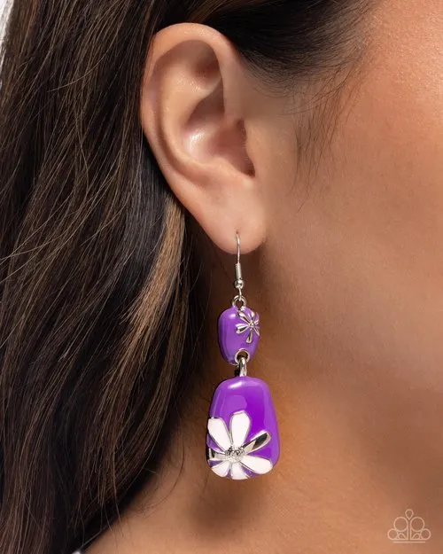 Earrings Paparazzi Earring Floral Familia Purple Paparazzi Jewelry