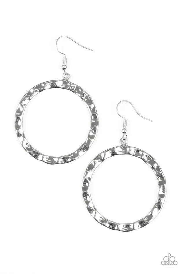 Earrings Paparazzi Earring Hammer Time Silver Paparazzi Jewelry