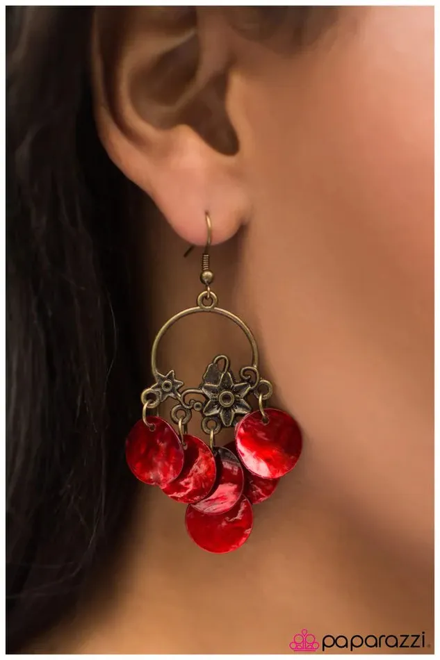 Earrings Paparazzi Earring In One Shell Swoop Red Paparazzi Jewelry