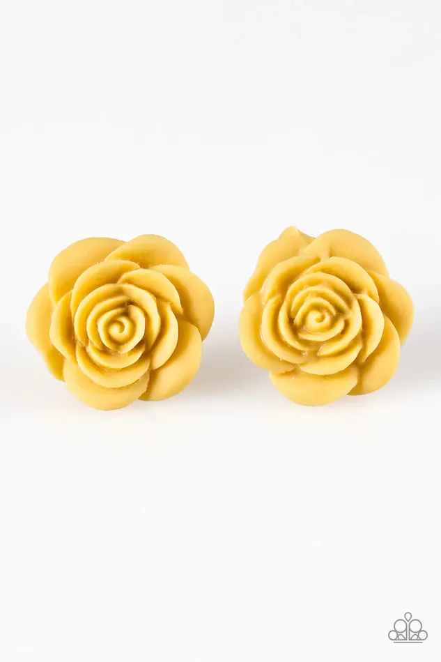 Earrings Paparazzi Earring Raving About Roses Yellow Paparazzi Jewelry
