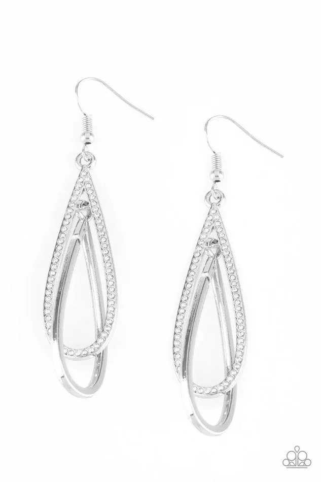 Earrings Paparazzi Earring Spotlight Splendor White Paparazzi Jewelry