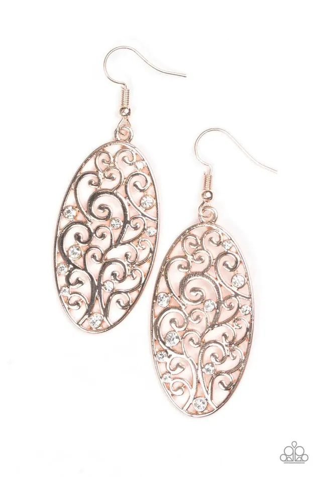 Earrings Paparazzi Jewelry Paparazzi Earring Glistening Gardens Rose Gold