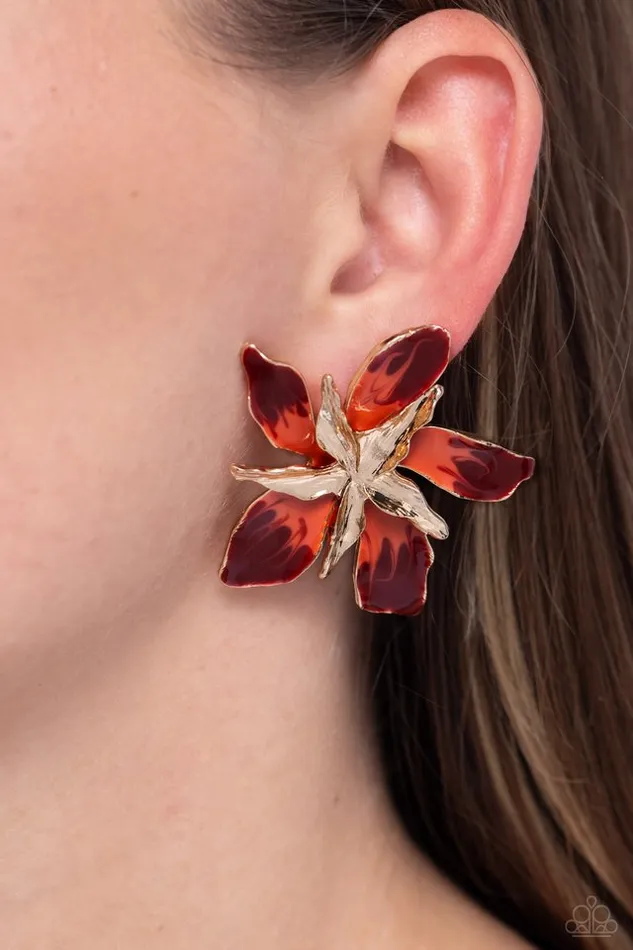 Earrings Paparazzi Jewelry Paparazzi Earring Warped Wallflower Red