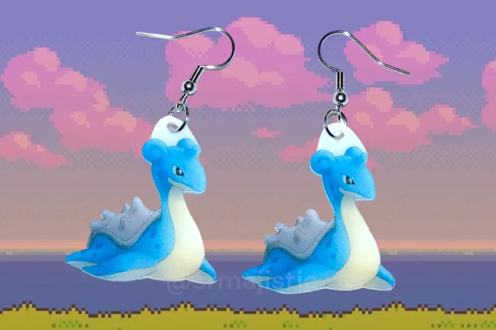 Earrings Sam Makes Things Lapras Cute Pokmon Character Handmade Earrings