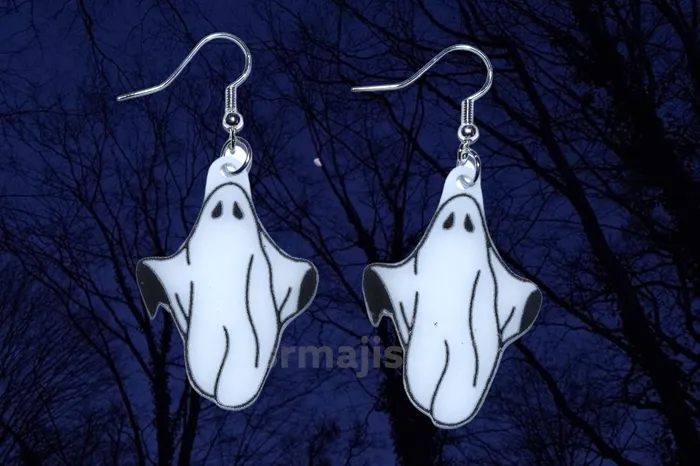 Earrings Sam Makes Things READY TO SHIP Cute Ghost Cartoon Handmade Earrings