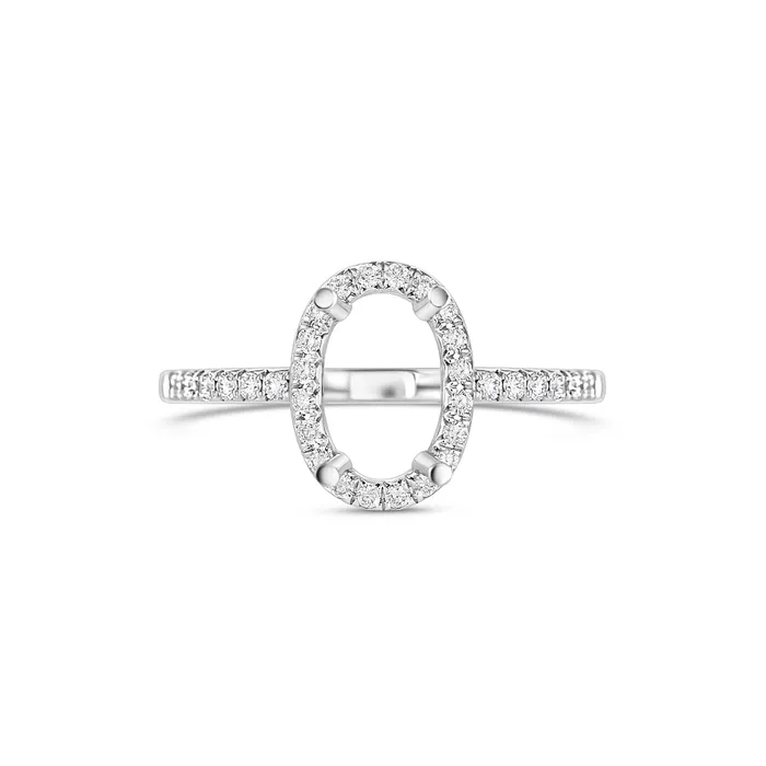 Engagement Collections Rings 18K White Gold Semi Mount Ring with Oval Halo