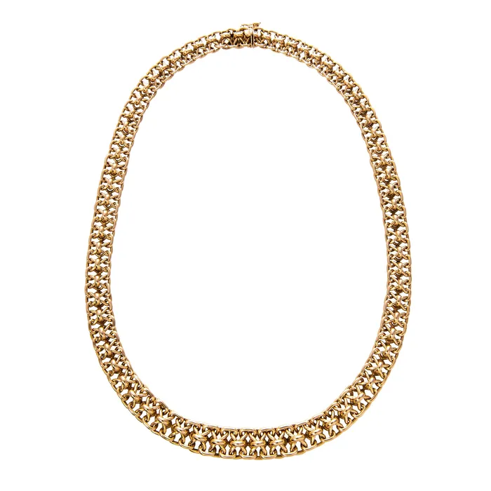 Estate French 18K Gold Interlocking Fancy Link Necklace Croghans Necklaces Estate French 18K Gold Interlocking Fancy Link Necklace Croghans Necklaces