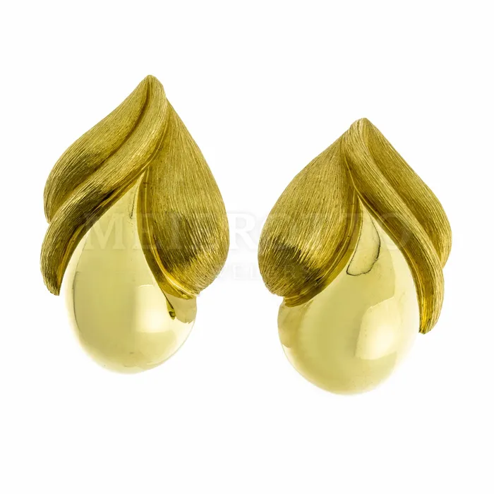 Henry Dunay Earrings Henry Dunay 18K Yellow Gold Dual Finish Clip Earrings Estate