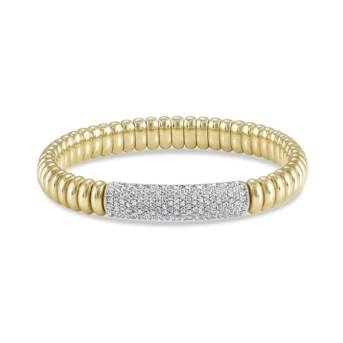 Hulchi Belluni 18K Yellow Gold Wide Diamond Tresore Stretch Bracelet Hulchi Belluni Bracelets Hulchi Belluni 18K Yellow Gold Wide Diamond Tresore Stretch Bracelet Hulchi Belluni Bracelets