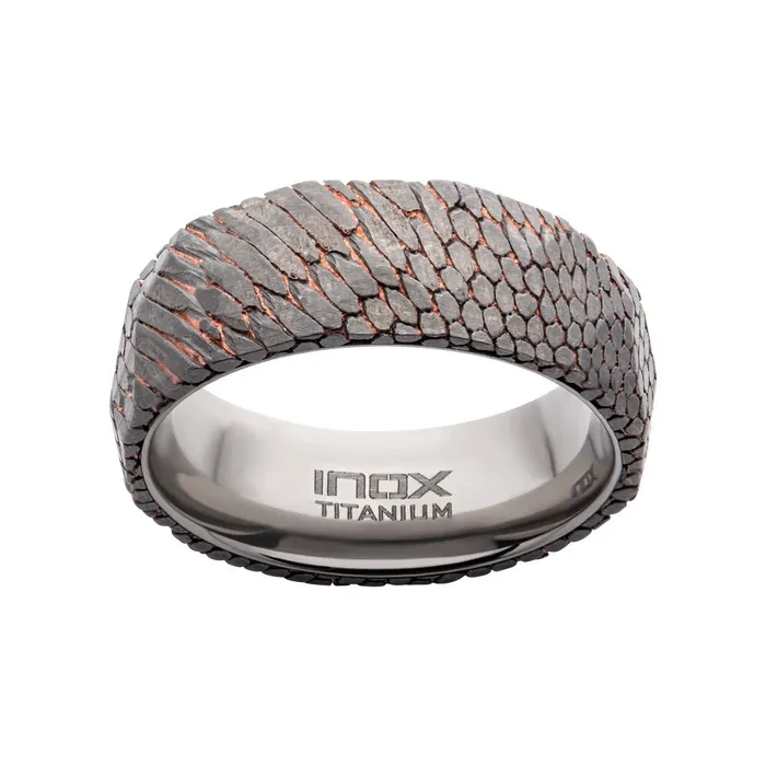Inox Titanium and Copper 8mm Flat Etched Niobium SuperConductor Comfort Fit Ring Inox Rings Inox Titanium and Copper 8mm Flat Etched Niobium SuperConductor Comfort Fit Ring Inox Rings