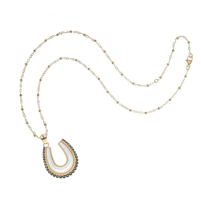 Jane Win Necklaces Jane Win Feeling Lucky Mother of Pearl Horseshoe Pendant Necklace