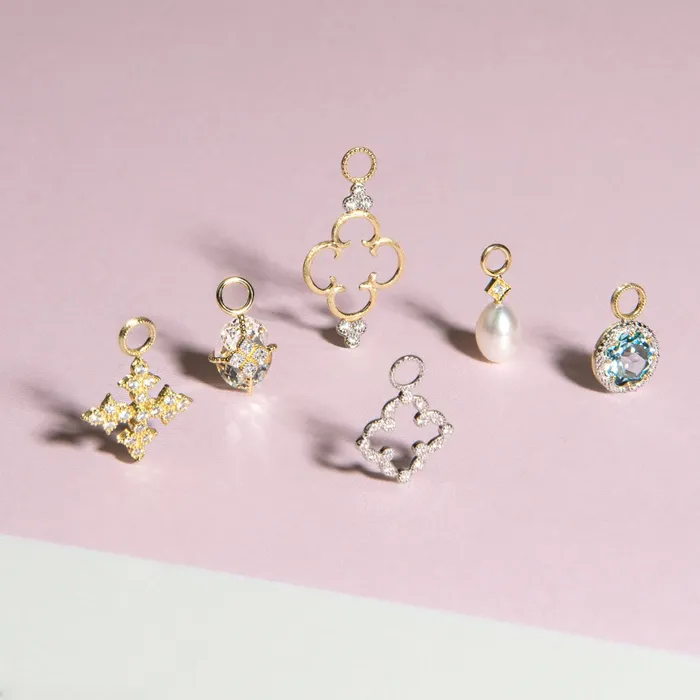 Jude Frances Jude Frances Simple Clover Diamond Trio Earring Charms Earrings
