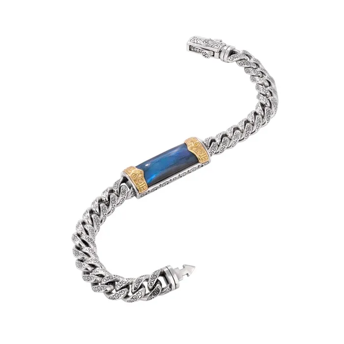 Konstantino Mens Sterling Silver and 18K Yellow Gold Labradorite Bracelet Konstantino Bracelets Konstantino Mens Sterling Silver and 18K Yellow Gold Labradorite Bracelet Konstantino Bracelets