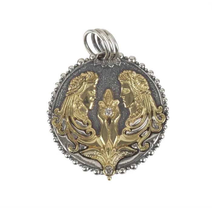 Konstantino Zodiac Pendant Silver and 18K Gold Gemini Konstantino PreStyled Sets Konstantino Zodiac Pendant Silver and 18K Gold Gemini Konstantino PreStyled Sets