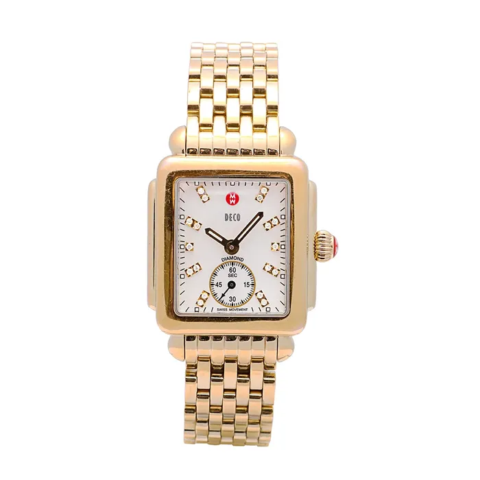 Michele Deco 16 MOP Diamond Dial GoldTone Quartz Preowned Meierotto Jewelers Rings