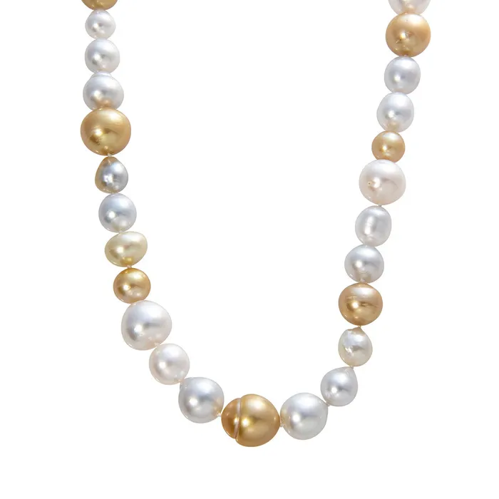 Necklaces Croghans Golden White South Sea Pearl 14K Gold Toggle Clasp Necklace Necklaces Croghans Golden White South Sea Pearl 14K Gold Toggle Clasp Necklace