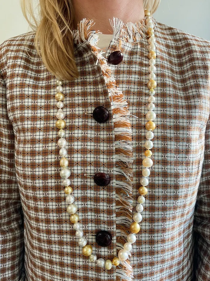 Necklaces Croghans Golden White South Sea Pearl 14K Gold Toggle Clasp Necklace