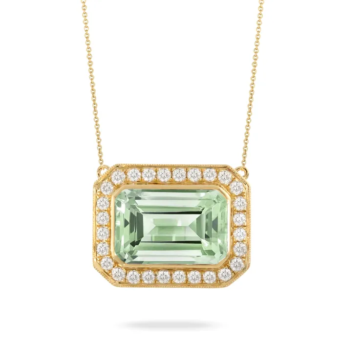 Necklaces Doves 18K Yellow Gold Diamond Necklace with Mint Green Amethyst Doves Necklaces Doves 18K Yellow Gold Diamond Necklace with Mint Green Amethyst Doves