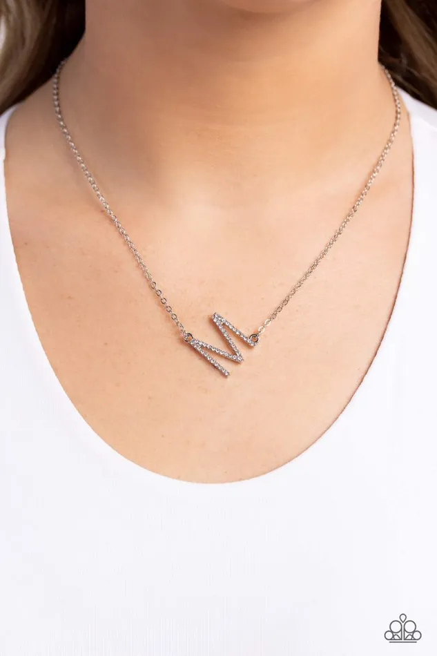 Necklaces Paparazzi Jewelry Paparazzi Necklace INITIALLY Yours M White