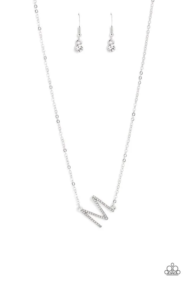 Necklaces Paparazzi Jewelry Paparazzi Necklace INITIALLY Yours M White Necklaces Paparazzi Jewelry Paparazzi Necklace INITIALLY Yours M White