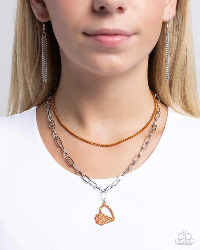 Necklaces Paparazzi Jewelry Paparazzi Necklace Love Comes and Goes Orange