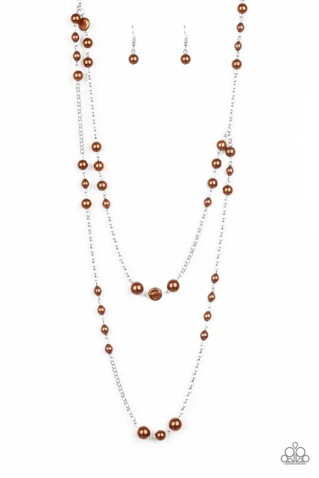 Necklaces Paparazzi Jewelry Paparazzi Necklace Pearl Promenade Brown