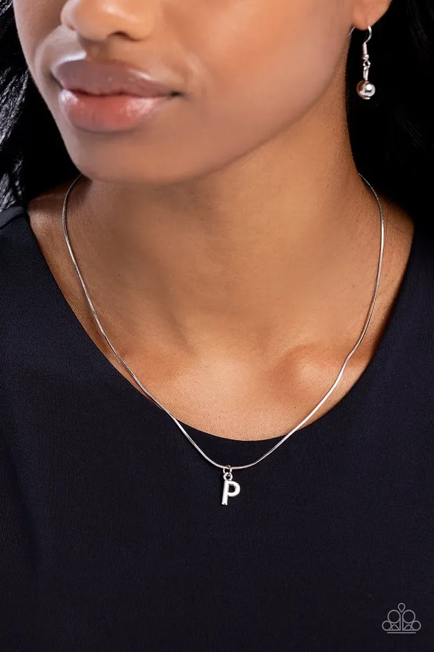 Necklaces Paparazzi Jewelry Paparazzi Necklace Seize the Initial Silver P