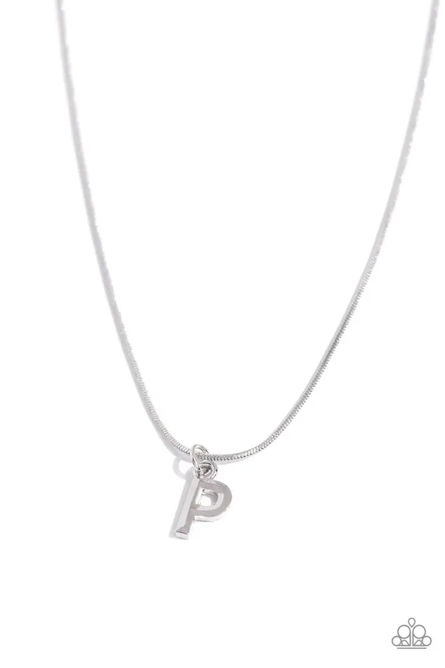 Necklaces Paparazzi Jewelry Paparazzi Necklace Seize the Initial Silver P Necklaces Paparazzi Jewelry Paparazzi Necklace Seize the Initial Silver P
