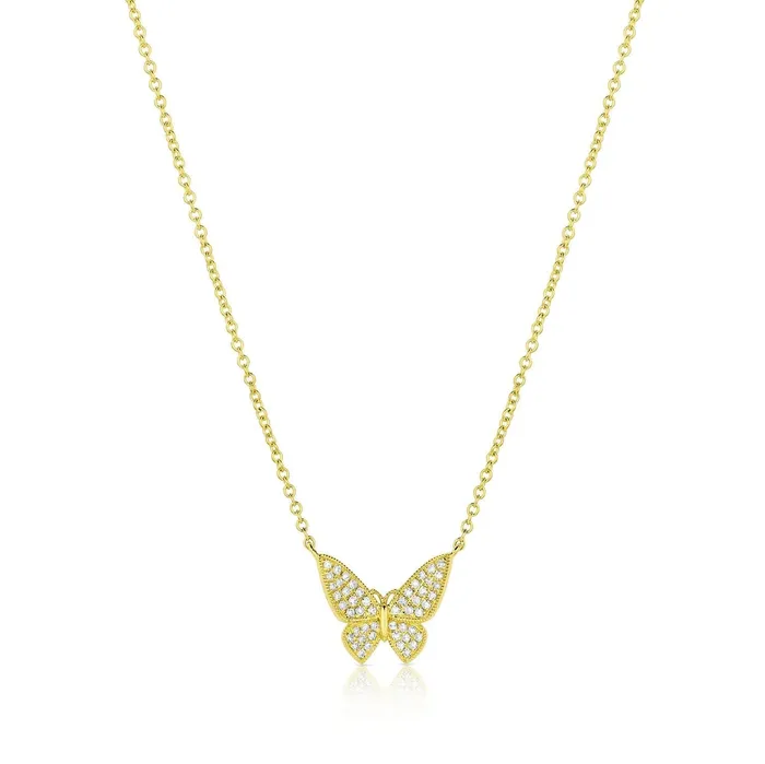 Necklaces Yellow Gold Butterfly Diamond Necklace CJ Charles Jewelers