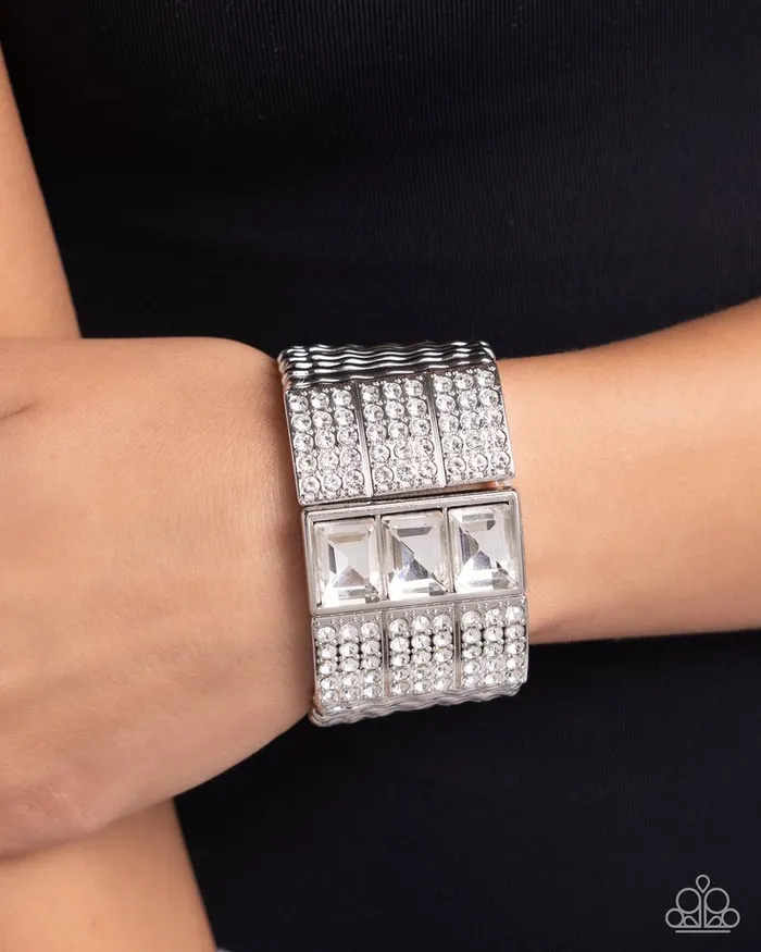 Paparazzi Bracelet Dramatic Diva White Paparazzi Jewelry Bracelets