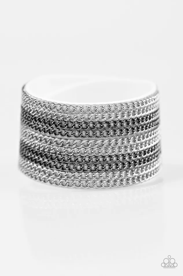 Paparazzi Bracelet GLAM Of Steel White Paparazzi Jewelry Bracelets