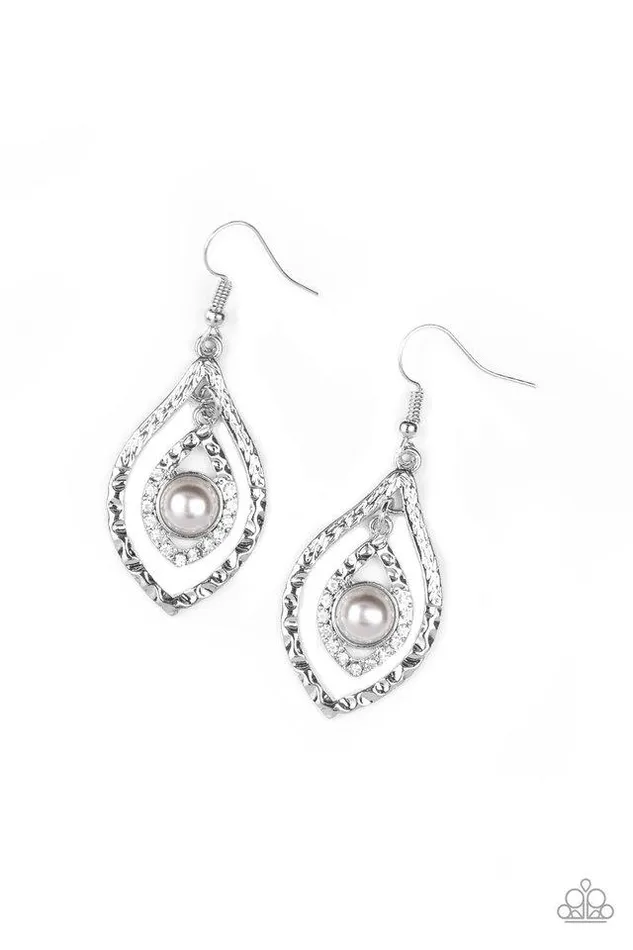 Paparazzi Earring Breaking Glass Ceilings Silver Paparazzi Jewelry Earrings