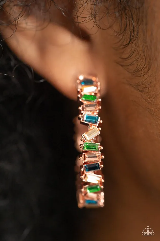 Paparazzi Earring Effortless Emeralds Copper Paparazzi Jewelry Earrings