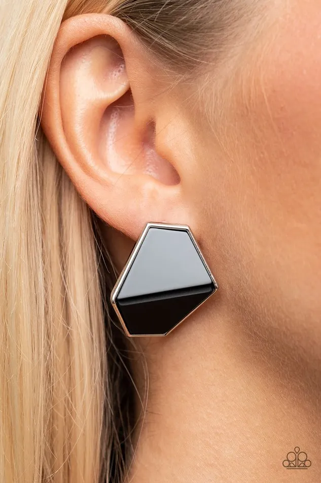 Paparazzi Earring Generically Geometric Black Paparazzi Jewelry Earrings
