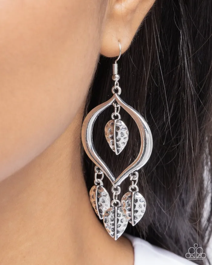 Paparazzi Earring Leafy Landmark Silver Paparazzi Jewelry Earrings