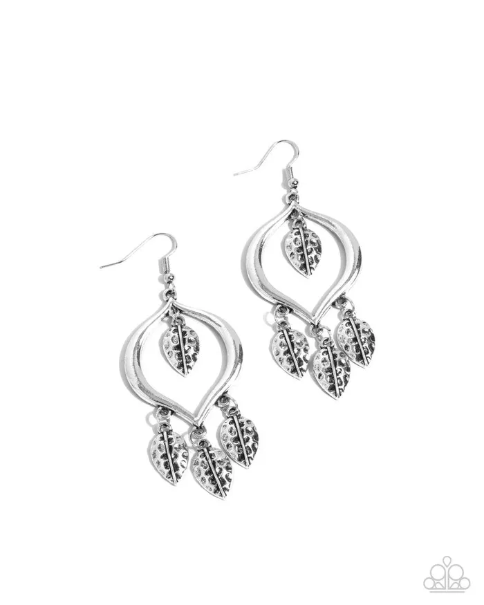 Paparazzi Earring Leafy Landmark Silver Paparazzi Jewelry Earrings Paparazzi Earring Leafy Landmark Silver Paparazzi Jewelry Earrings