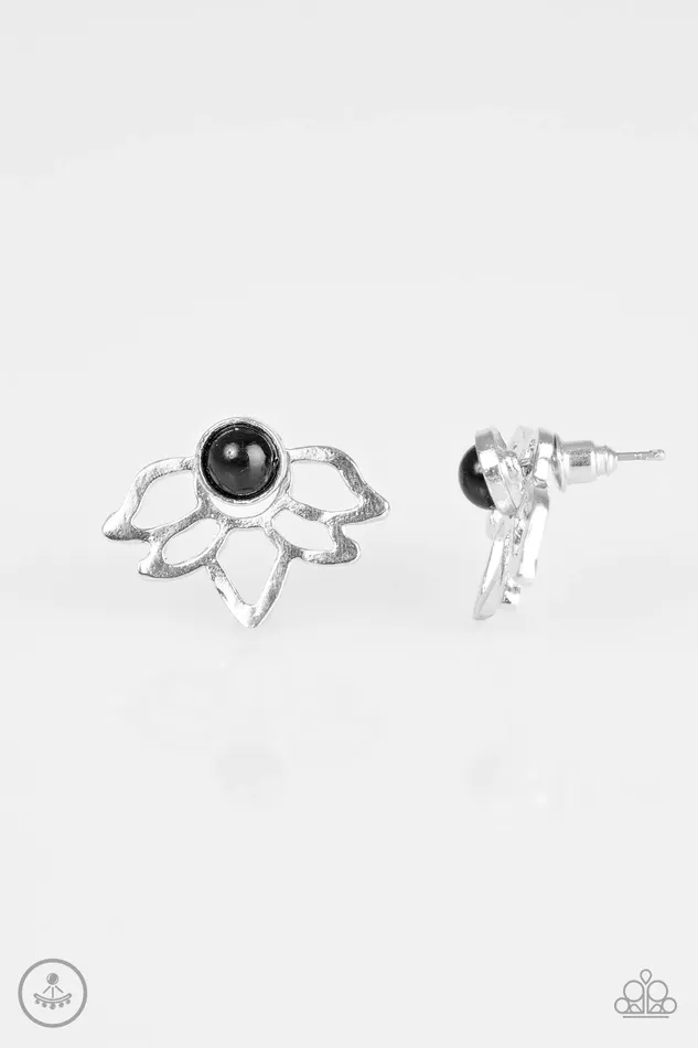 Paparazzi Earring Lotus Breeze Black Paparazzi Jewelry Earrings