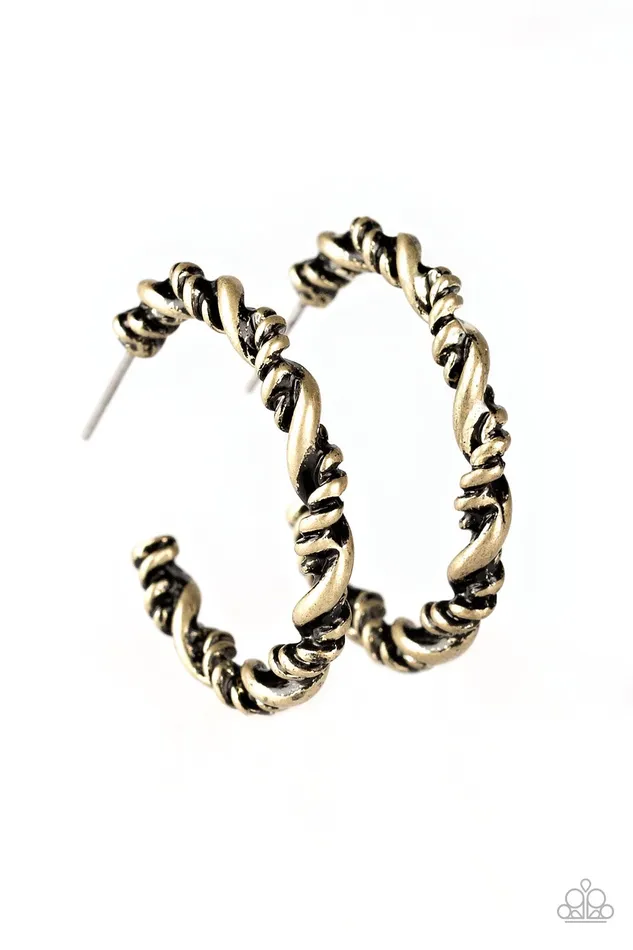 Paparazzi Earring Plainly Panama Brass Paparazzi Jewelry Earrings