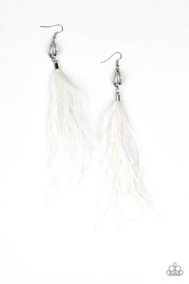 Paparazzi Earring Showgirl Showcase White Paparazzi Jewelry Earrings