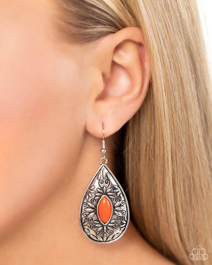 Paparazzi Earring Two PERENNIALS in a Pod Orange Paparazzi Jewelry Earrings