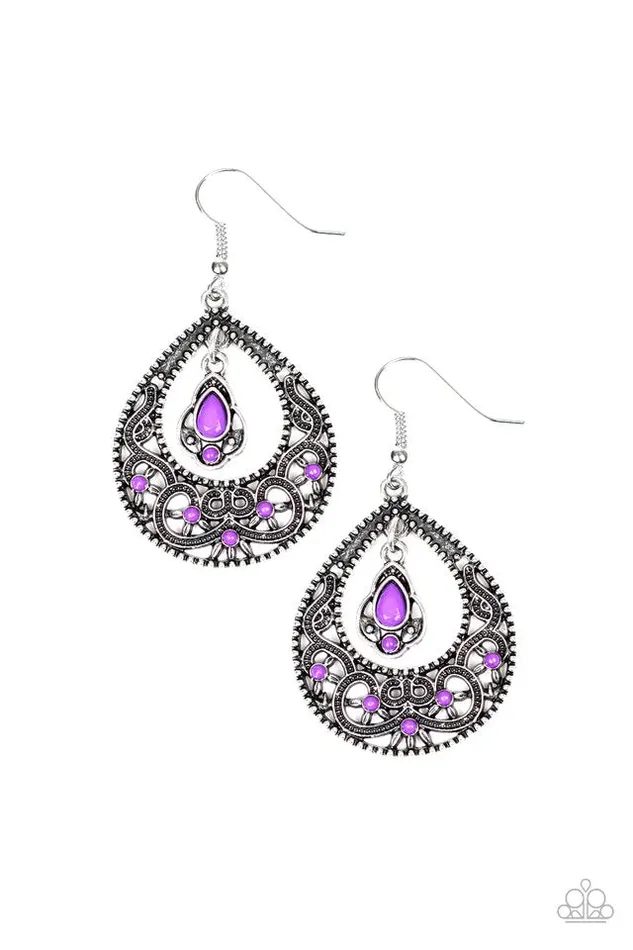 Paparazzi Jewelry Earrings Paparazzi Earring AllGirl Glow Purple