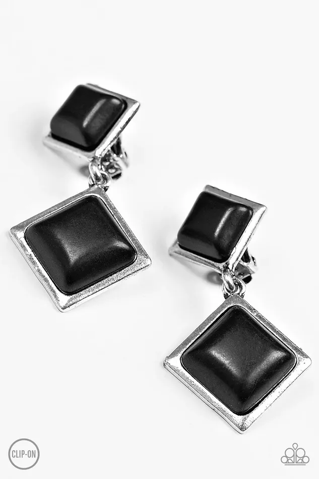 Paparazzi Jewelry Earrings Paparazzi Earring Geo Glam Black