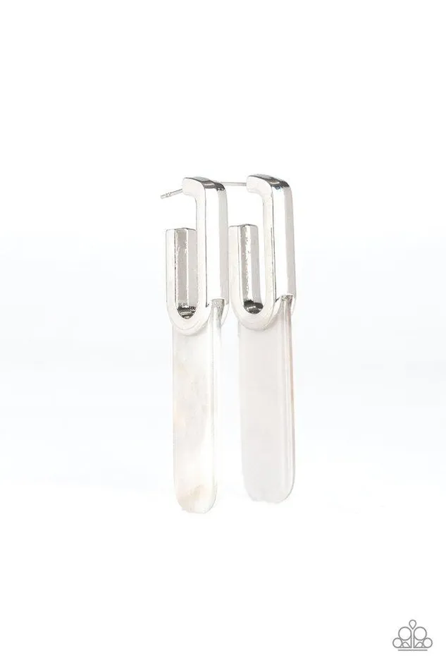 Paparazzi Jewelry Earrings Paparazzi Earring HAUTE Off The Press Silver