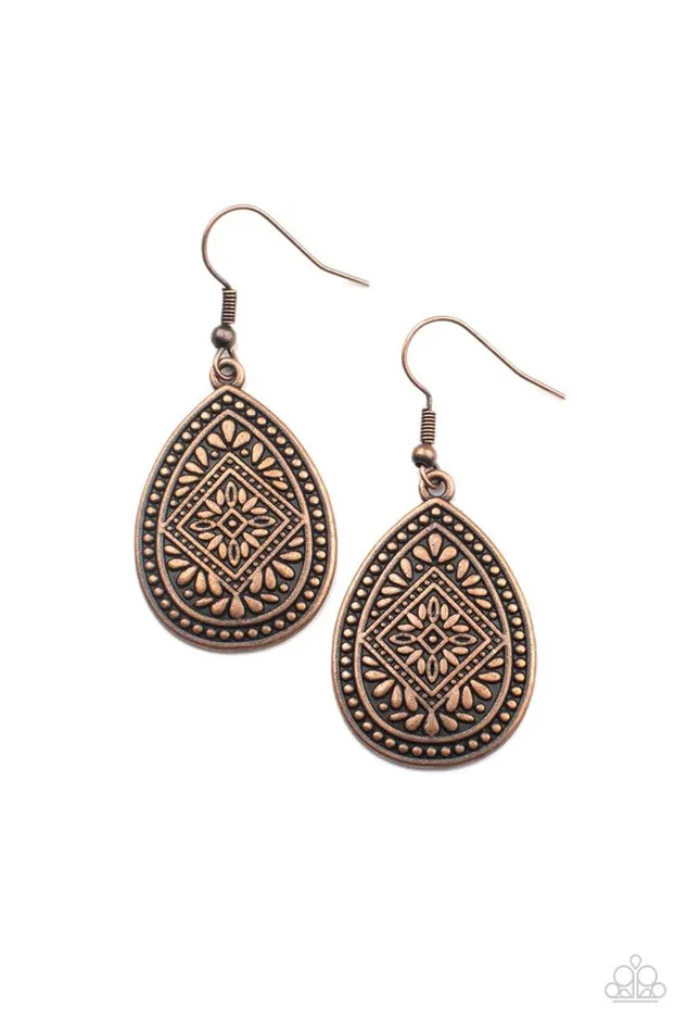 Paparazzi Jewelry Earrings Paparazzi Earring Mayan Mecca Copper Paparazzi Jewelry Earrings Paparazzi Earring Mayan Mecca Copper
