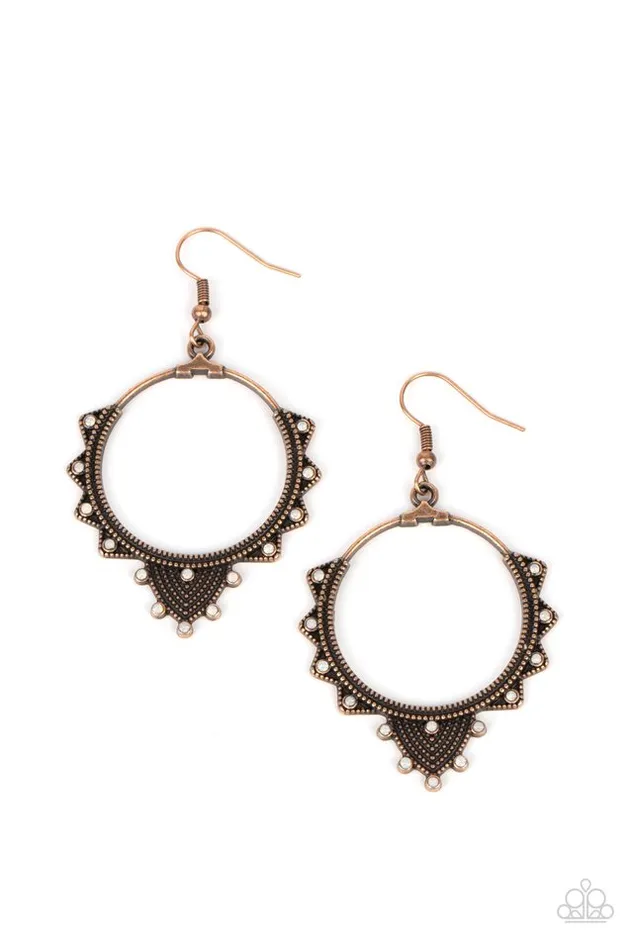 Paparazzi Jewelry Earrings Paparazzi Earring Textured Twinkle Copper Paparazzi Jewelry Earrings Paparazzi Earring Textured Twinkle Copper