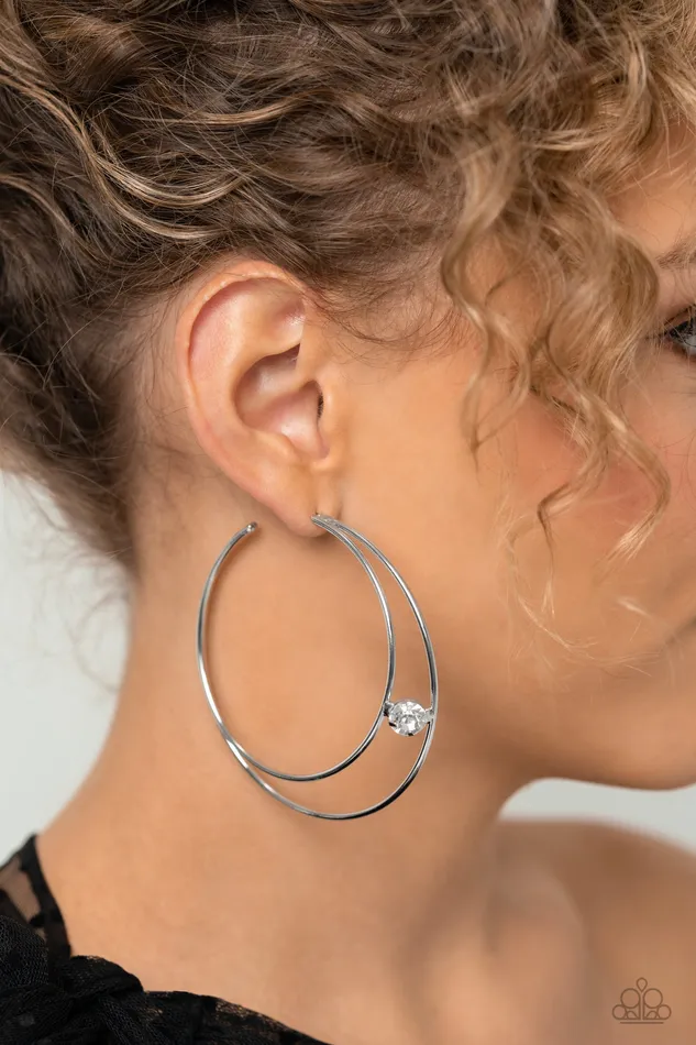 Paparazzi Jewelry Earrings Paparazzi Earring Theater HOOP White