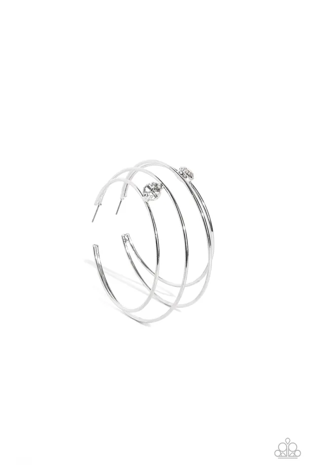 Paparazzi Jewelry Earrings Paparazzi Earring Theater HOOP White Paparazzi Jewelry Earrings Paparazzi Earring Theater HOOP White
