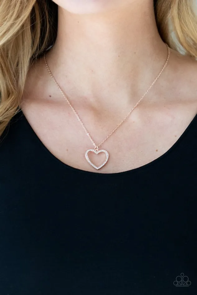 Paparazzi Jewelry Necklaces Paparazzi Necklace GLOW by Heart Rose Gold